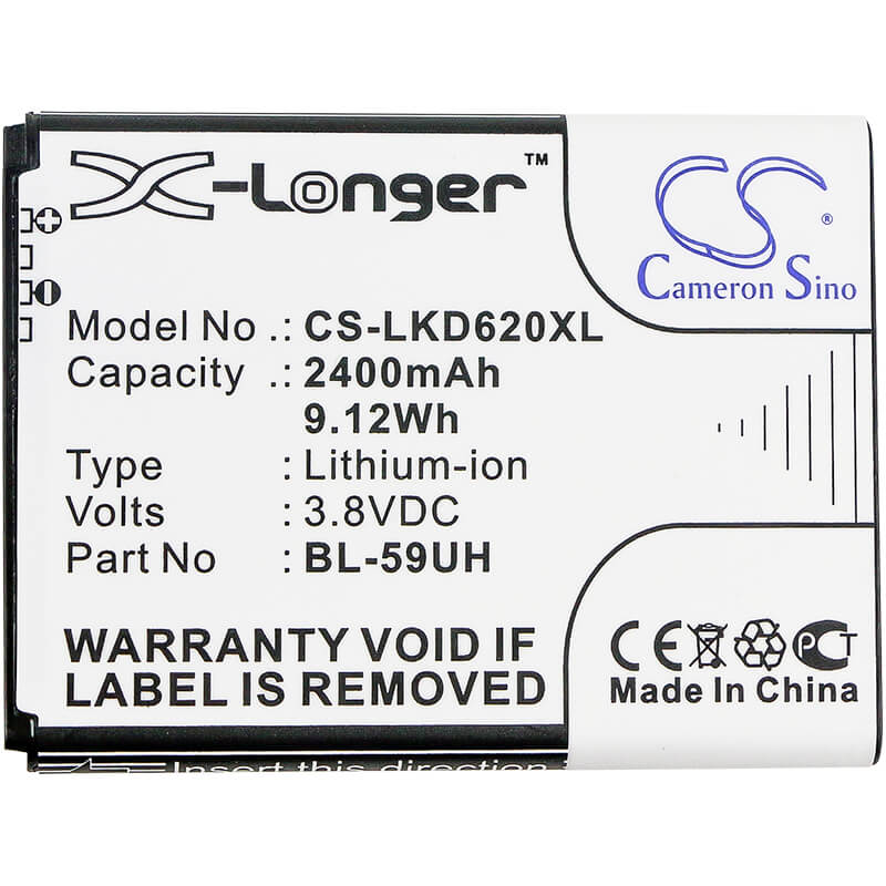 3.8V, 2400mAh, Li-ion Battery fits Lg, D315, D320, 9.12Wh