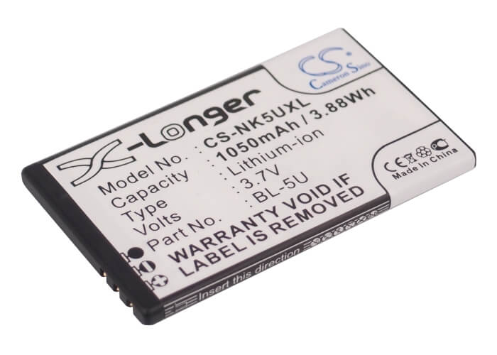 3.7V, 1050mAh, Li-ion Battery fits Nokia, 8800e, 8900e, 3.885Wh