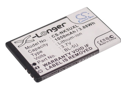 3.7V, 1050mAh, Li-ion Battery fits Nokia, 8800e, 8900e, 3.885Wh