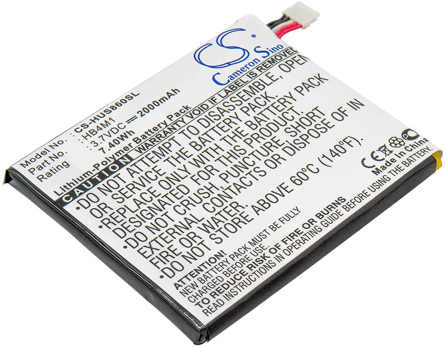 3.7V, 2000mAh, Li-Polymer Battery fits Huawei, S8600, 7.4Wh