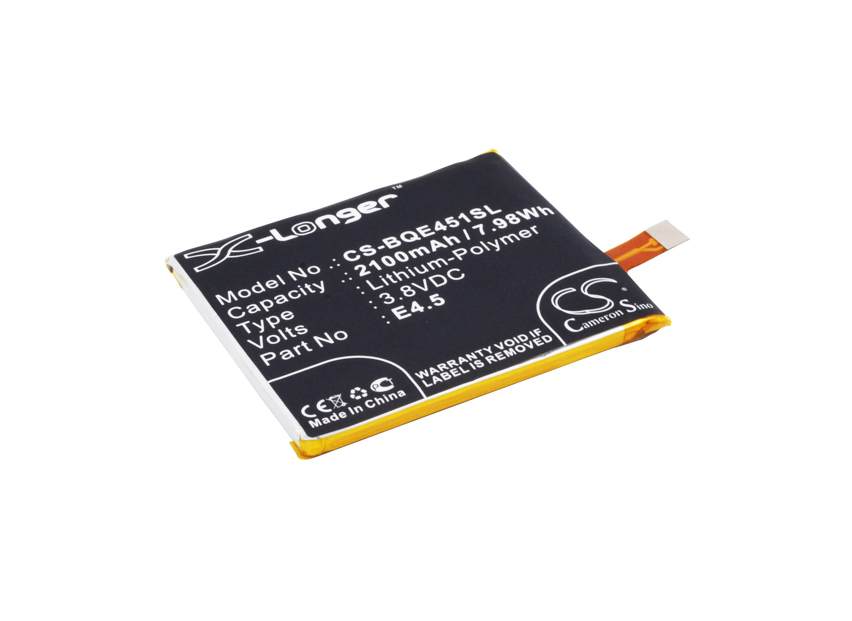 3.8V, 2100mAh, Li-Polymer Battery fits Bq, Aquaris E4.5 Ubuntu Edition, 7.98Wh