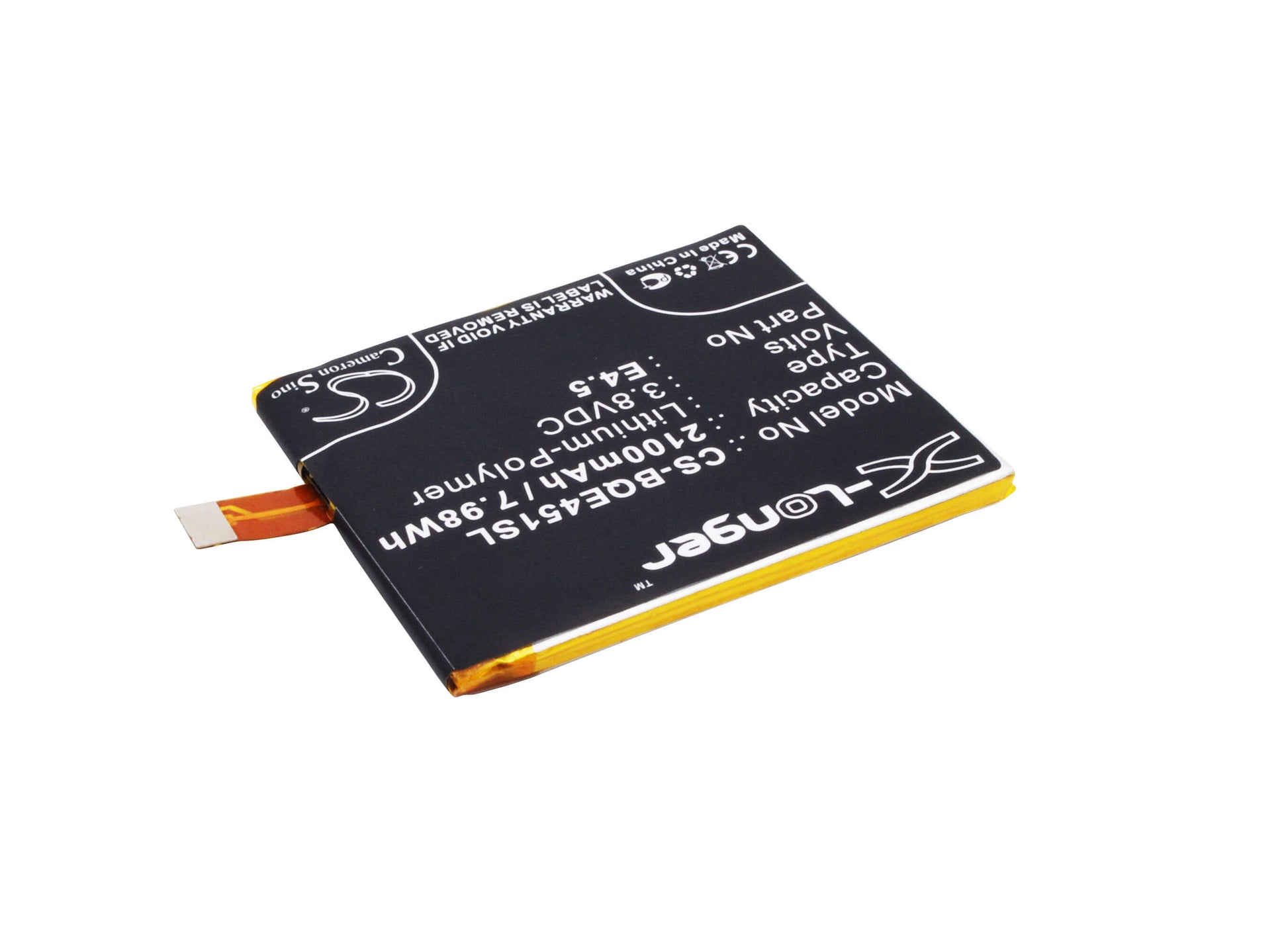 3.8V, 2100mAh, Li-Polymer Battery fits Bq, Aquaris E4.5 Ubuntu Edition, 7.98Wh