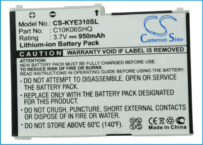 3.7V, 950mAh, Li-ion Battery fits Kyocera, E3100, Loft S2300, 3.515Wh
