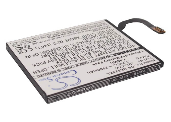 3.7V, 2000mAh, Li-ion Battery fits Microsoft, Lumia 925, Lumia 925.2, 7.4Wh