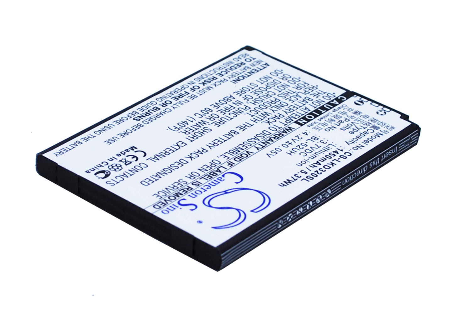 3.7V, 1450mAh, Li-ion Battery fits Lg, D280, D280n, 5.365Wh