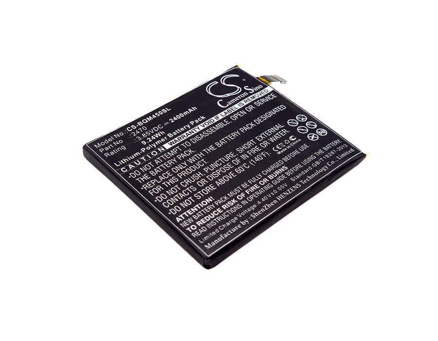 3.85V, 2400mAh, Li-Polymer Battery fits Bq, Aquaris A4.5, Aquaris A4.5 4g, 9.24Wh