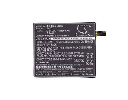 3.85V, 2400mAh, Li-Polymer Battery fits Bq, Aquaris A4.5, Aquaris A4.5 4g, 9.24Wh