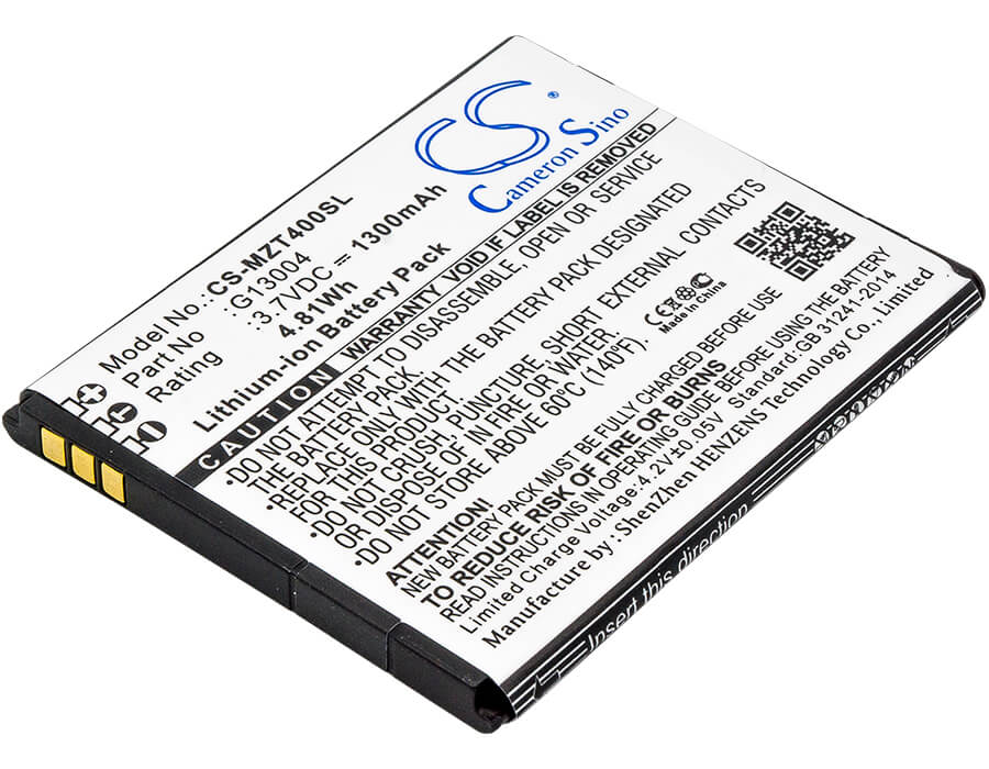 3.7V, 1300mAh, Li-ion Battery fits Navon, Mizu T400, 4.81Wh