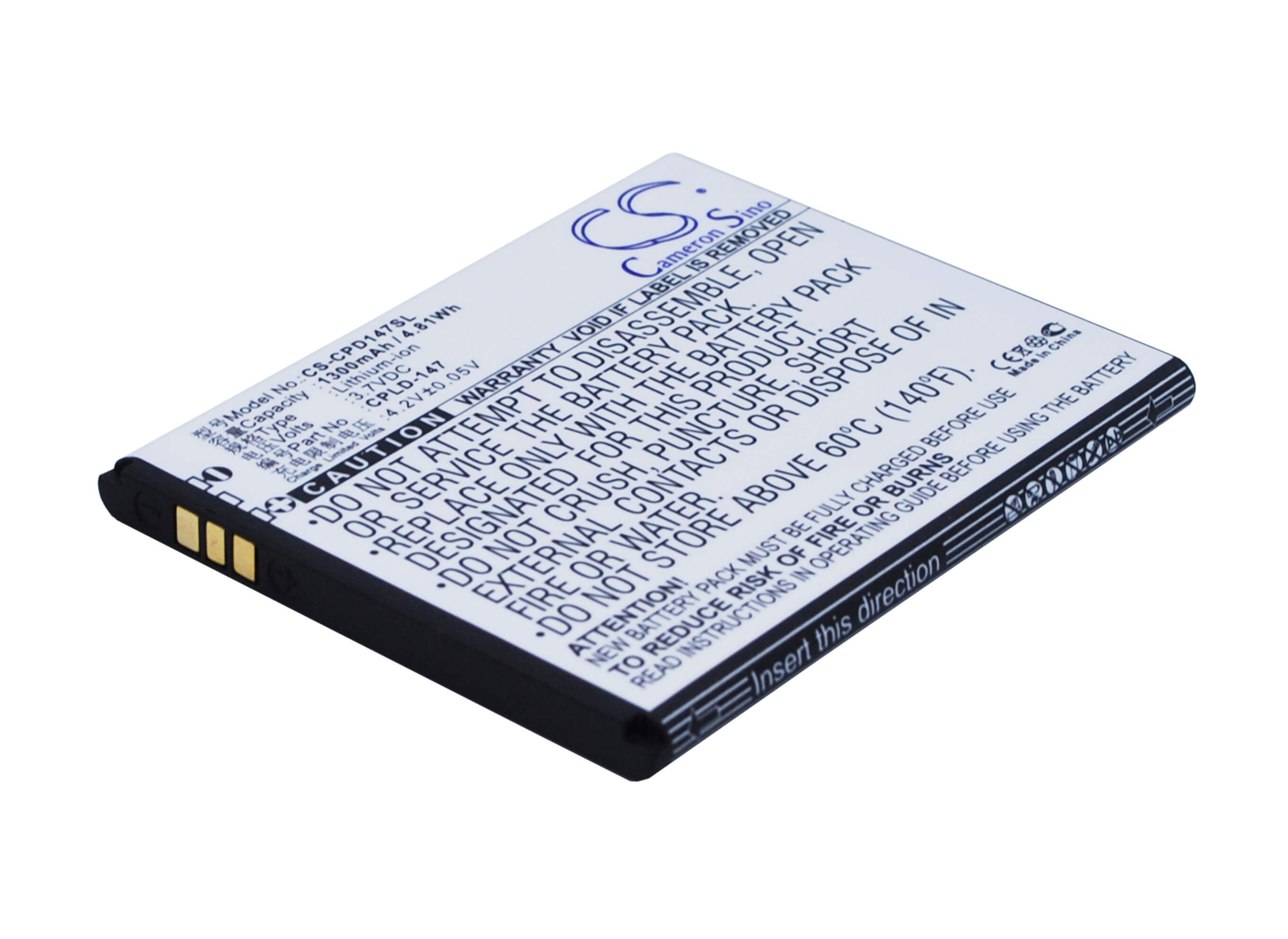 3.7V, 1300mAh, Li-ion Battery fits Coolpad, 8029, 4.81Wh