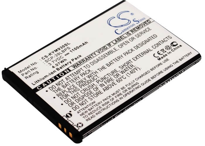 3.7V, 1100mAh, Li-ion Battery fits Kyocera, Echo, M9300, 4.07Wh