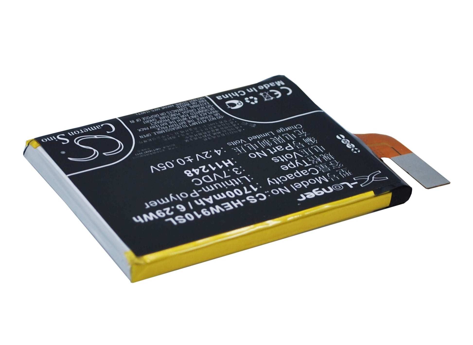 3.7V, 1700mAh, Li-Polymer Battery fits Haier, Hw-w910, W910, 6.29Wh