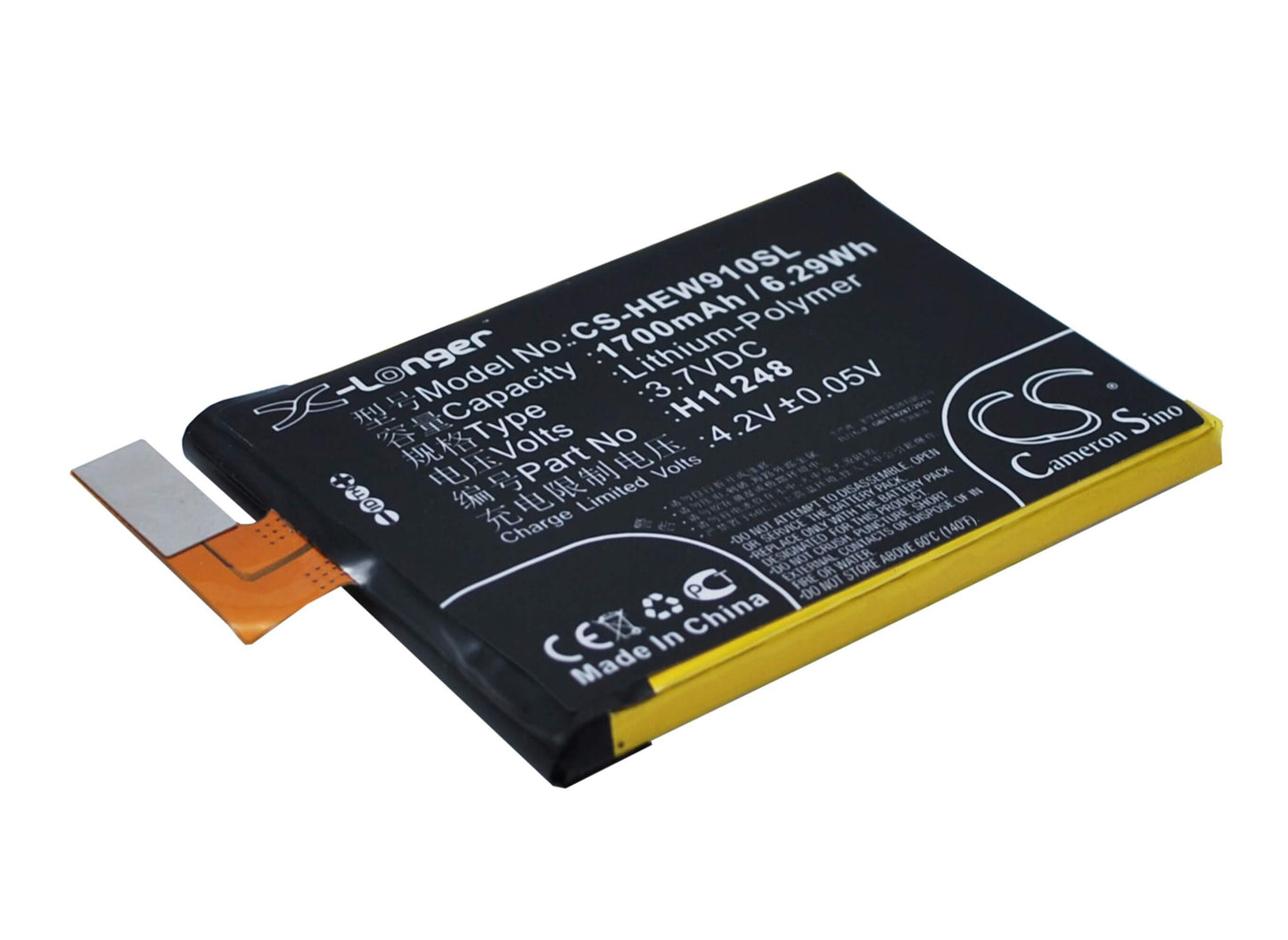 3.7V, 1700mAh, Li-Polymer Battery fits Haier, Hw-w910, W910, 6.29Wh