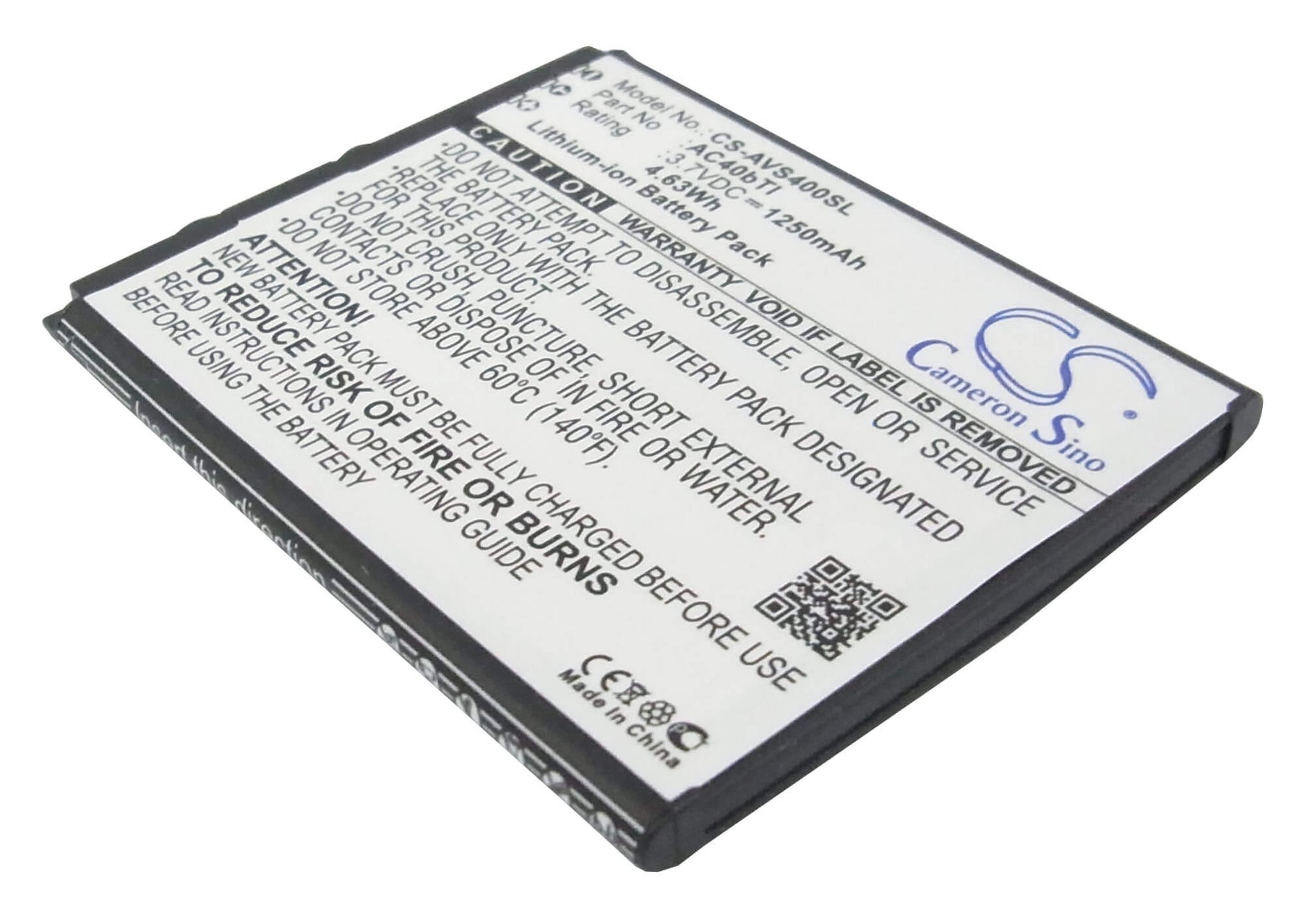 3.7V, 1250mAh, Li-ion Battery fits Archos, 40b Titanium, 40b Titanium Surround, 4.625Wh