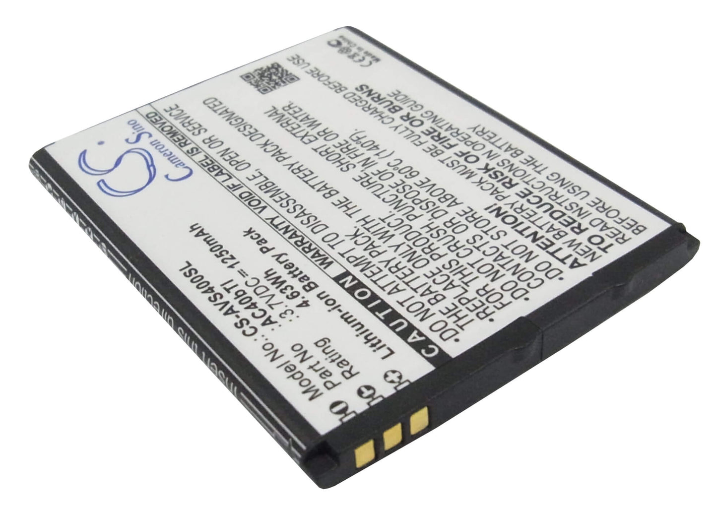 3.7V, 1250mAh, Li-ion Battery fits Archos, 40b Titanium, 40b Titanium Surround, 4.625Wh