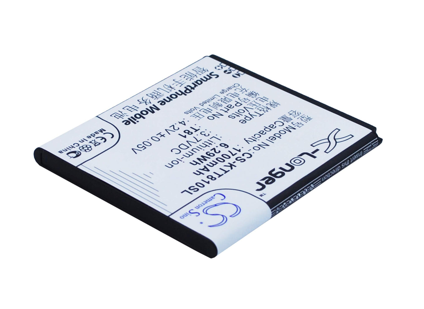 3.7V, 1700mAh, Li-ion Battery fits K-touch, T81, 6.29Wh