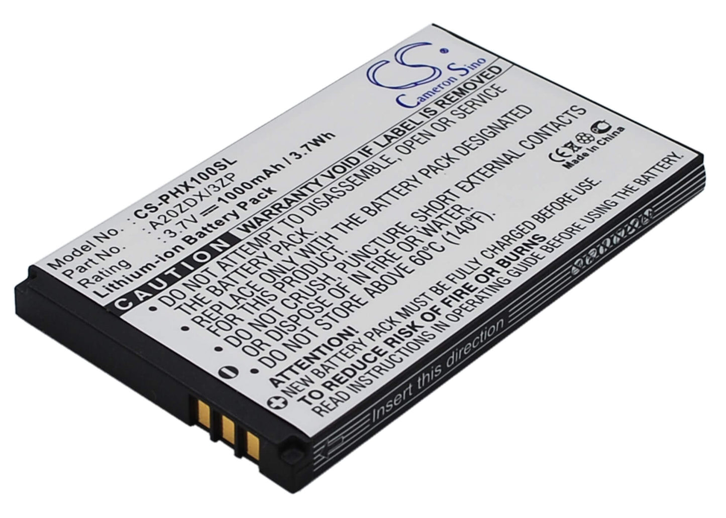3.7V, 1000mAh, Li-ion Battery fits Philips, Xenium T129, Xenium X100, 3.7Wh