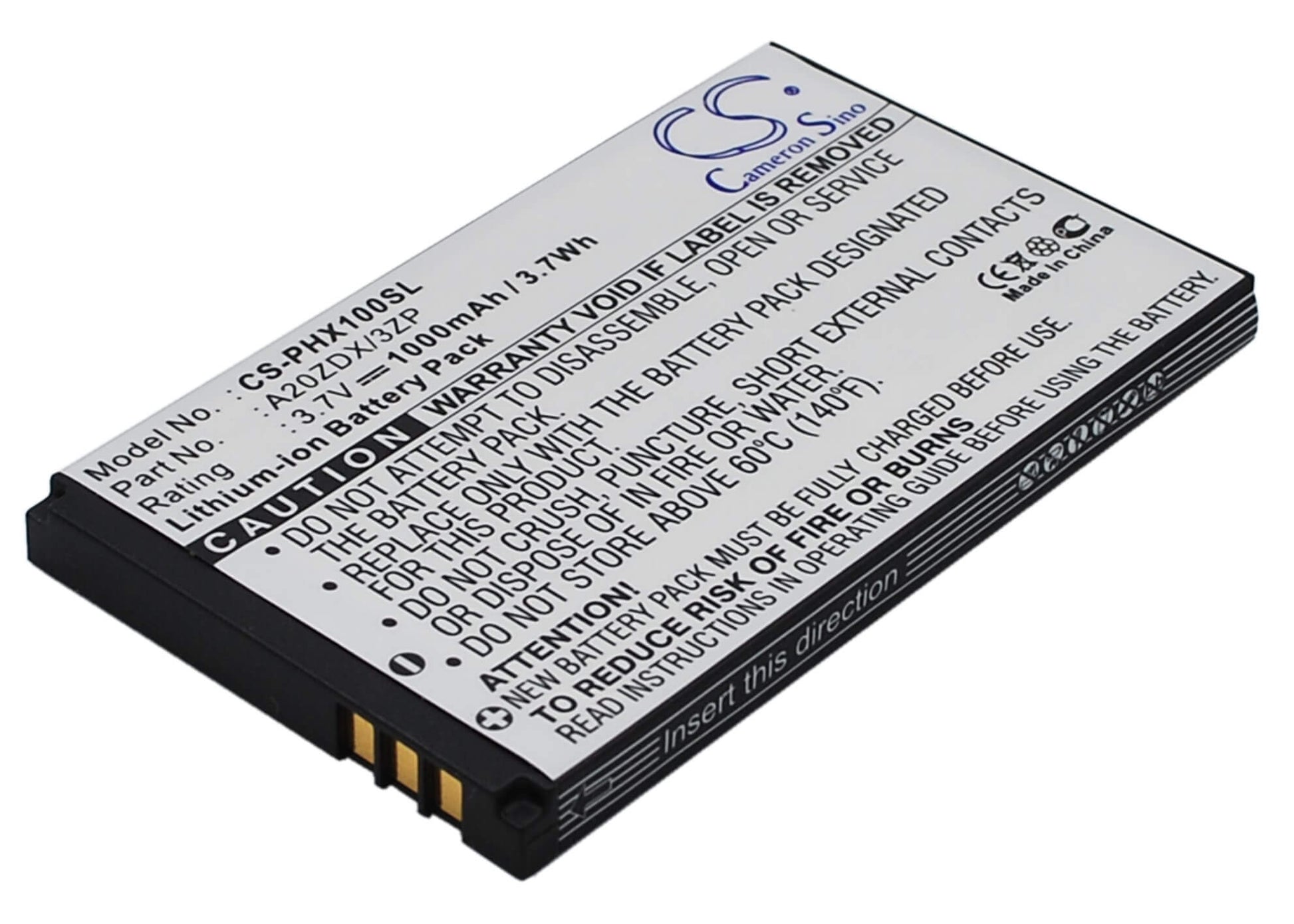 3.7V, 1000mAh, Li-ion Battery fits Philips, Xenium T129, Xenium X100, 3.7Wh