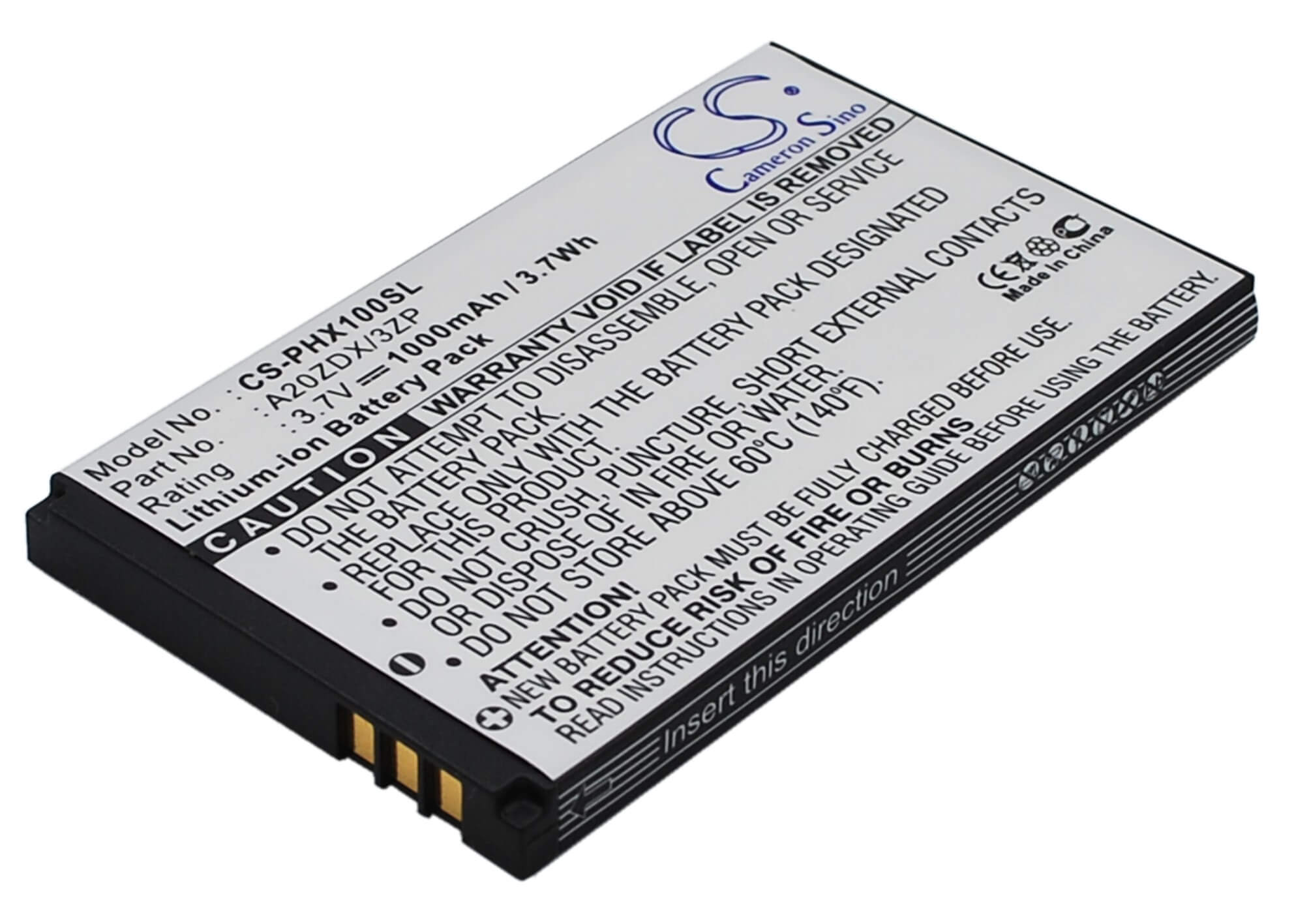 3.7V, 1000mAh, Li-ion Battery fits Philips, Xenium T129, Xenium X100, 3.7Wh