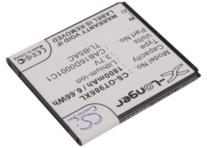 3.7V, 1800mAh, Li-ion Battery fits Alcatel, Ak47, One Touch 986, 6.66Wh