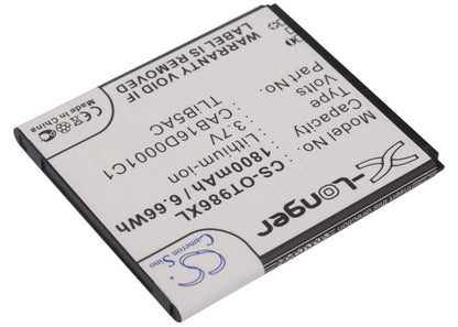 3.7V, 1800mAh, Li-ion Battery fits Alcatel, Ak47, One Touch 986, 6.66Wh
