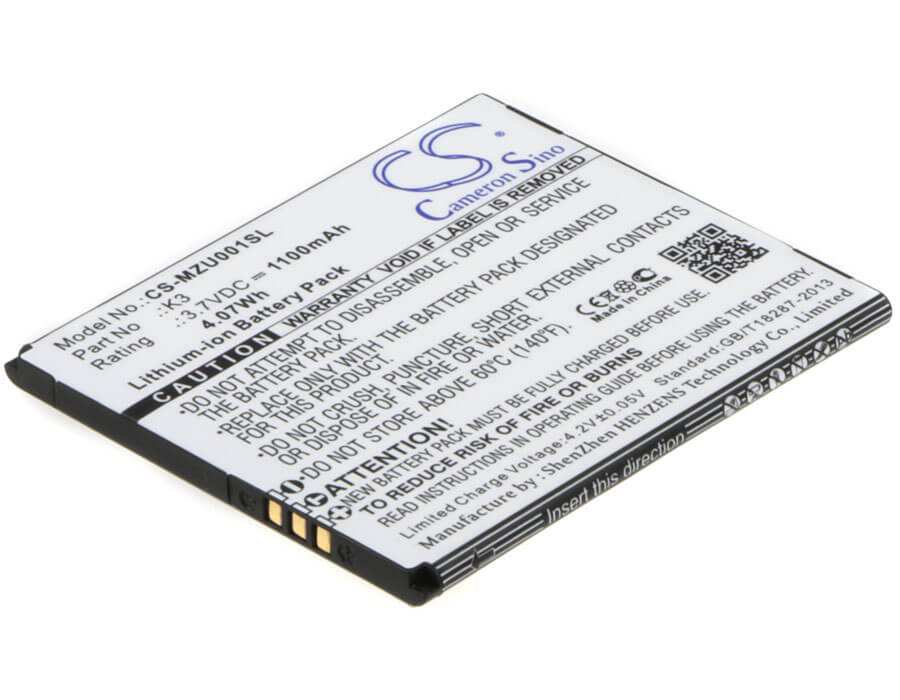 3.7V, 1100mAh, Li-ion Battery fits Navon, Mizu Mzt001, 4.07Wh
