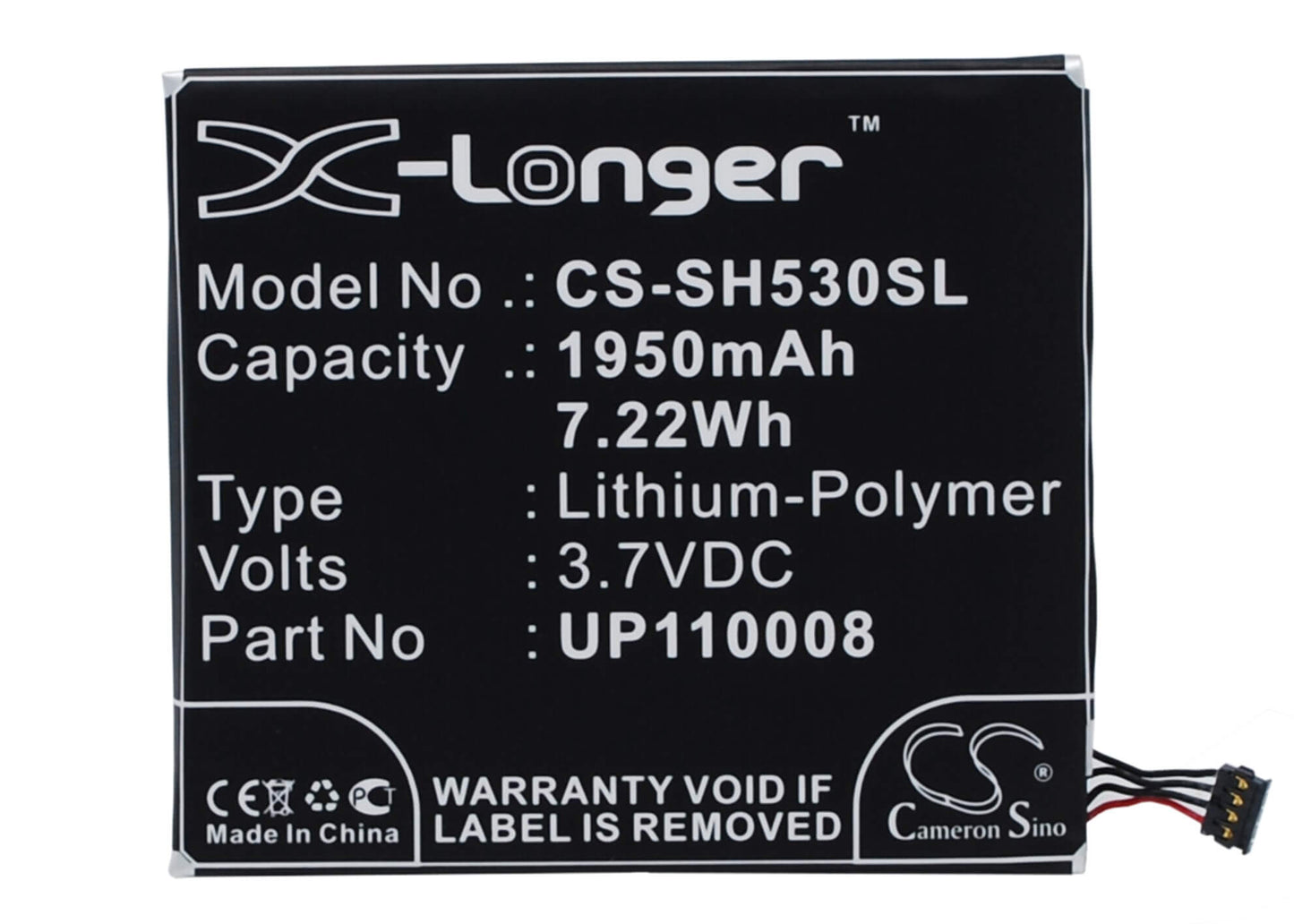 3.7V, 1950mAh, Li-Polymer Battery fits Sharp, Sh530u, 7.215Wh