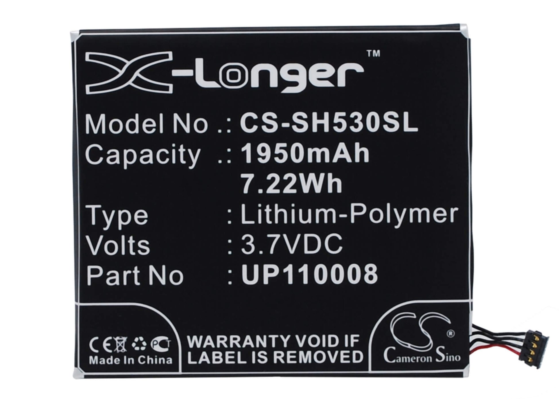 3.7V, 1950mAh, Li-Polymer Battery fits Sharp, Sh530u, 7.215Wh