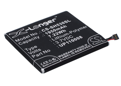 3.7V, 1950mAh, Li-Polymer Battery fits Sharp, Sh530u, 7.215Wh