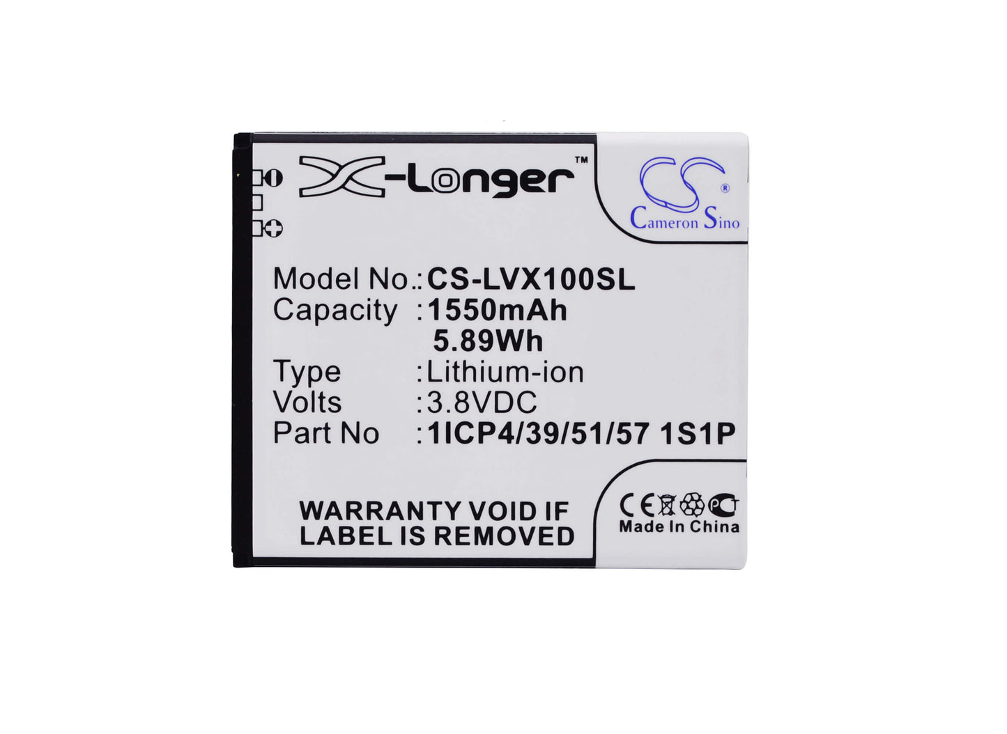 3.8V, 1550mAh, Li-ion Battery fits Lava, Iris X1 Atoms, 5.89Wh