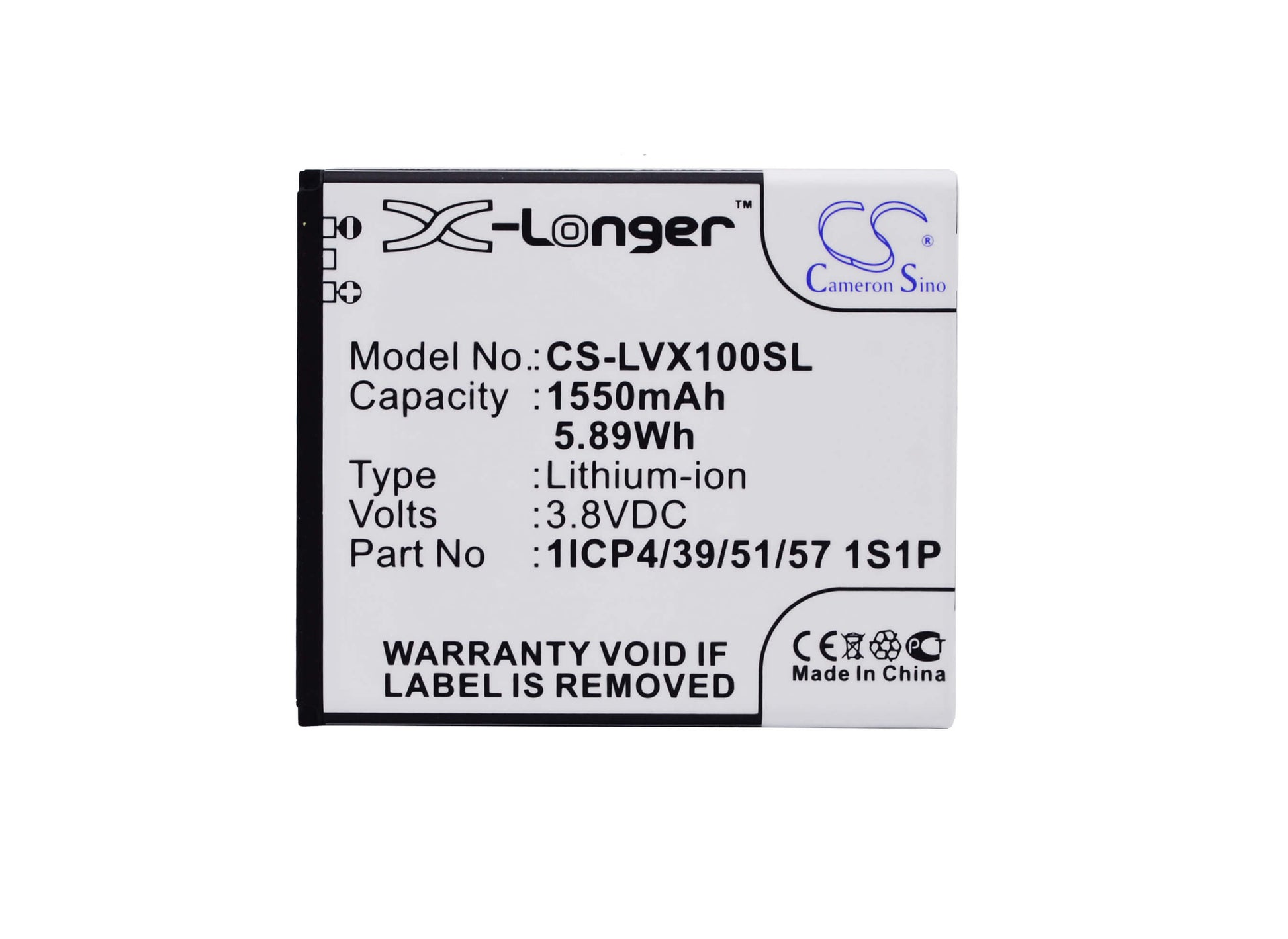 3.8V, 1550mAh, Li-ion Battery fits Lava, Iris X1 Atoms, 5.89Wh