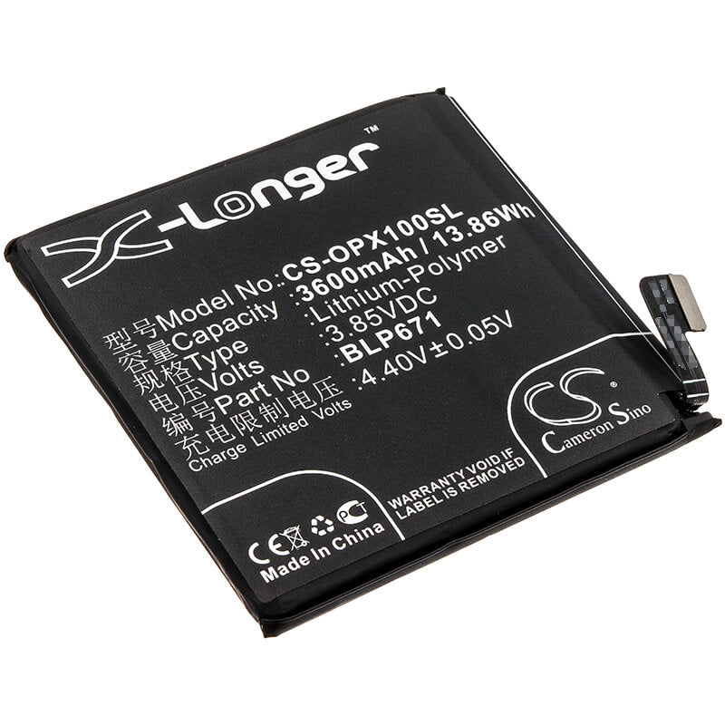 3.85V, 3600mAh, Li-Polymer Battery fits Oppo, Find X, Find X Dual Sim, 13.86Wh