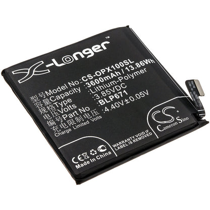 3.85V, 3600mAh, Li-Polymer Battery fits Oppo, Find X, Find X Dual Sim, 13.86Wh