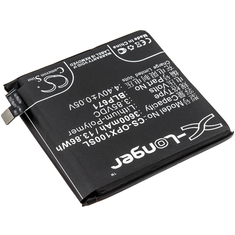 3.85V, 3600mAh, Li-Polymer Battery fits Oppo, Find X, Find X Dual Sim, 13.86Wh