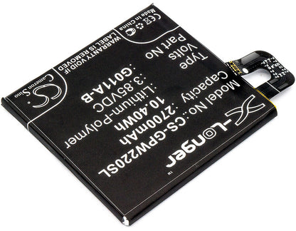 3.85V, 2700mAh, Li-Polymer Battery fits Google, G011a, Pixel 2, 10.395Wh