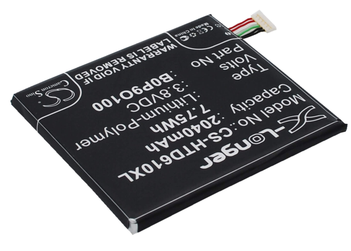 3.8V, 2040mAh, Li-Polymer Battery fits Htc, A3qhd, D610, 7.752Wh