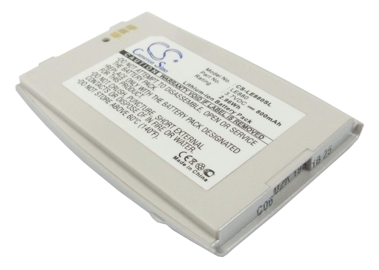 3.7V, 800mAh, Li-ion Battery fits Lg, Eg880, G5400, 2.96Wh