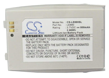 3.7V, 800mAh, Li-ion Battery fits Lg, Eg880, G5400, 2.96Wh