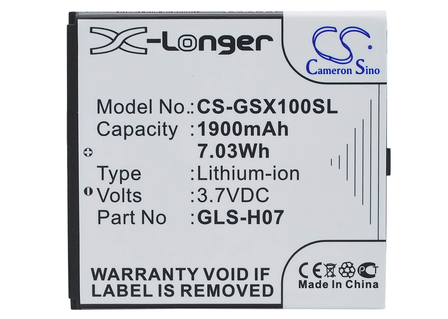 3.7V, 1900mAh, Li-ion Battery fits Gigabyte, Gsmart Simba Sx1, 7.03Wh