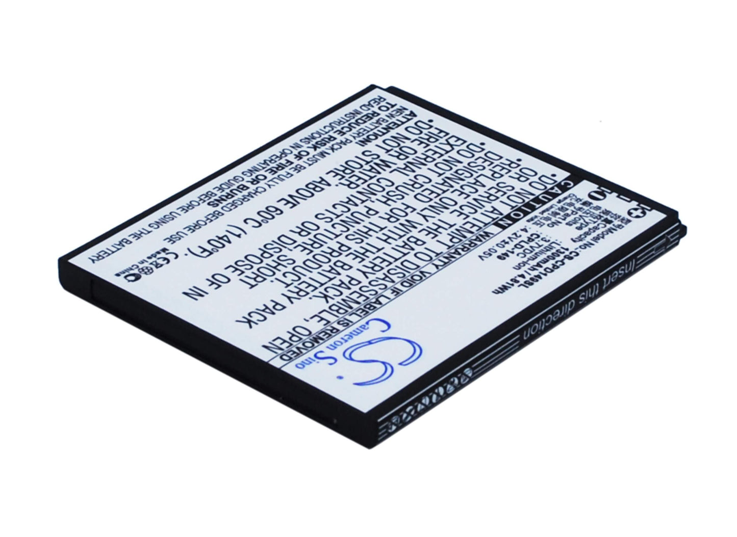 3.7V, 1300mAh, Li-ion Battery fits Coolpad, 5261, 4.81Wh