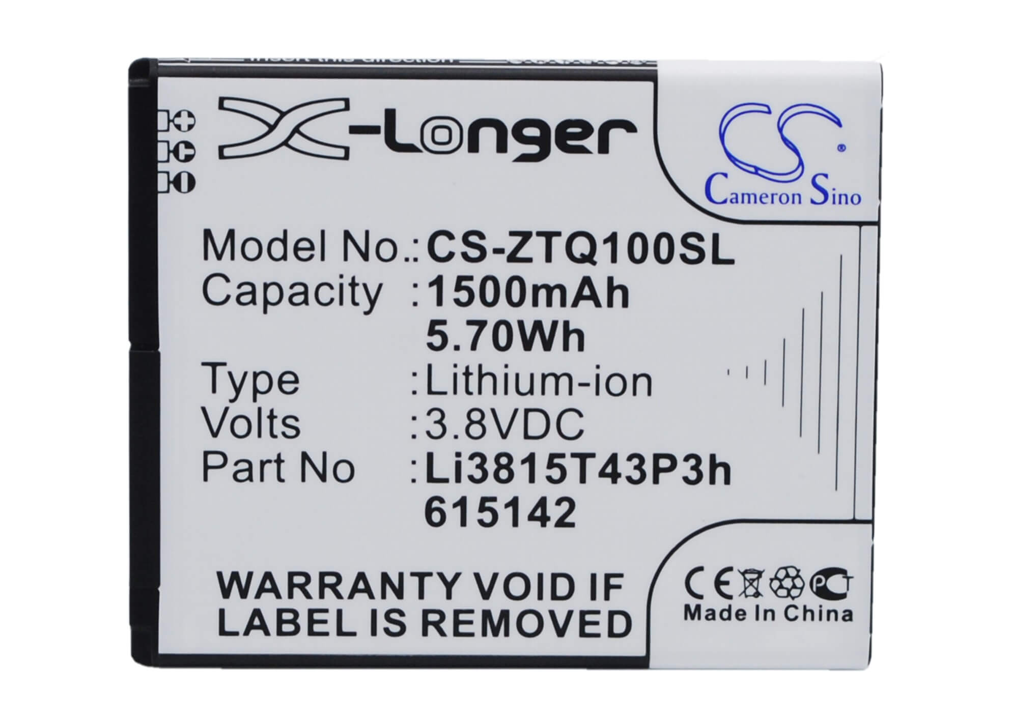 3.8V, 1500mAh, Li-ion Battery fits Amazing, A4c, 5.7Wh