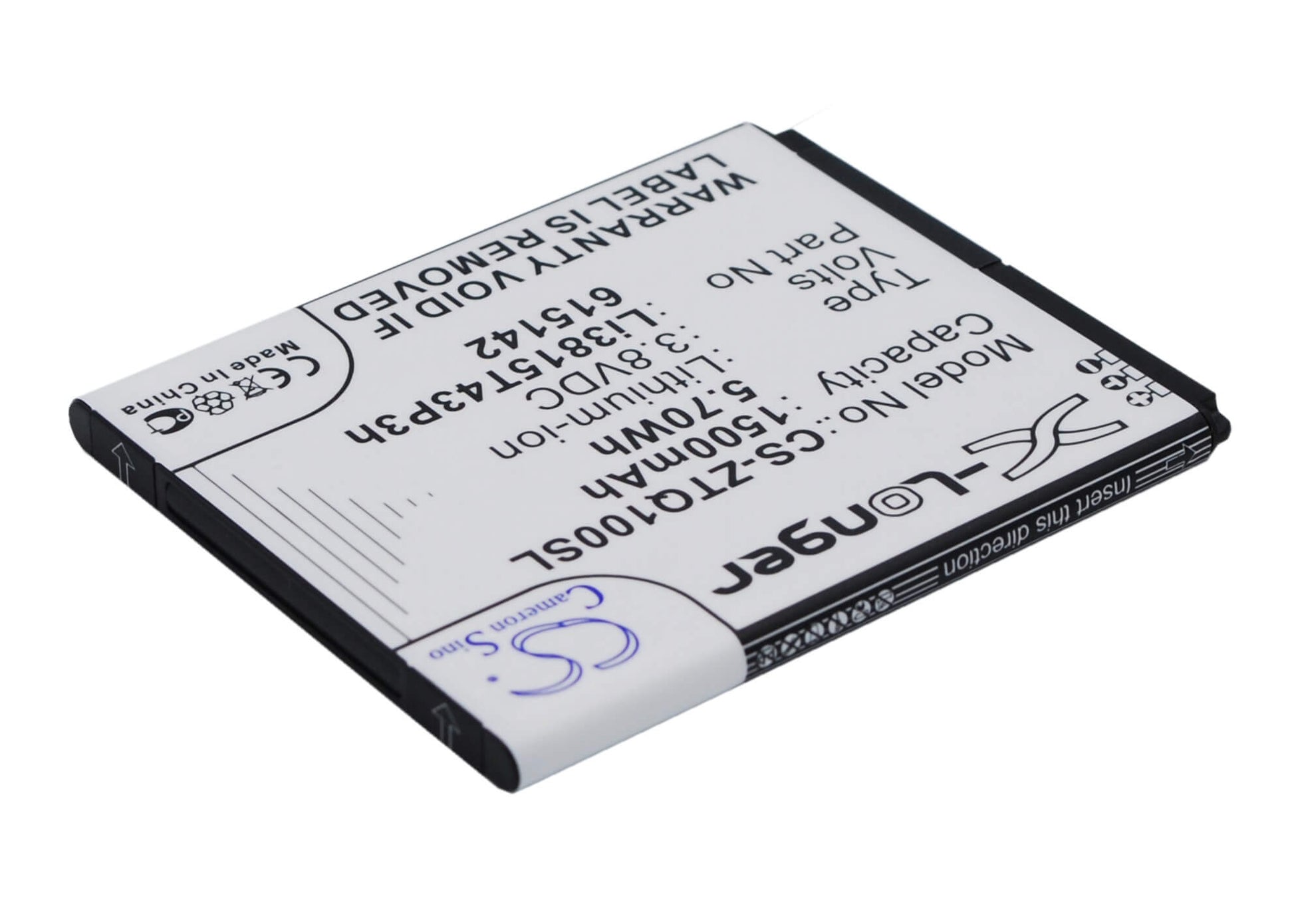 3.8V, 1500mAh, Li-ion Battery fits Zte, Blade Q Mini, Ntzez667g3p4p, 5.7Wh