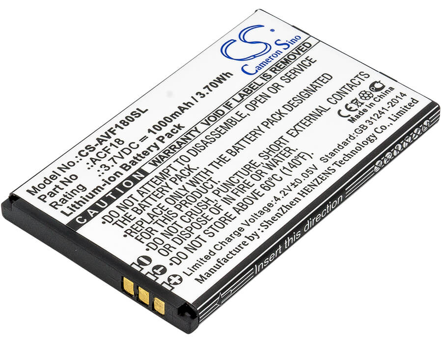 3.7V, 1000mAh, Li-ion Battery fits Archos, F18, 3.7Wh
