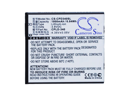 3.8V, 1800mAh, Li-ion Battery fits Coolpad, 8702d, 6.84Wh