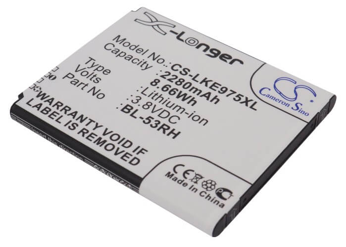 3.8V, 2280mAh, Li-ion Battery fits Lg, E975w, Gee, 8.664Wh