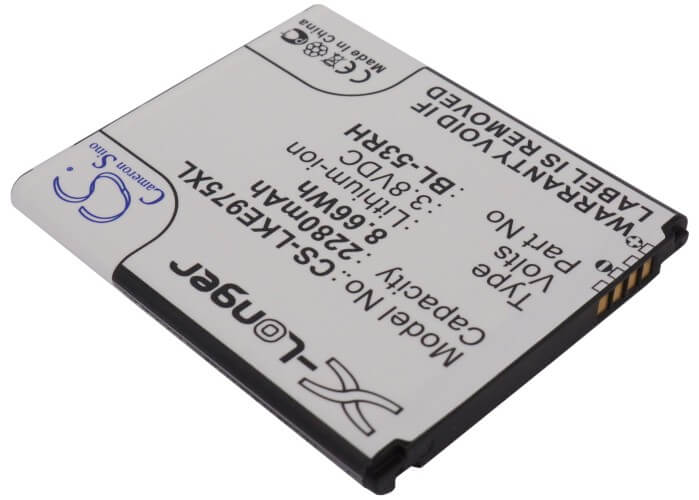 3.8V, 2280mAh, Li-ion Battery fits Lg, E975w, Gee, 8.664Wh