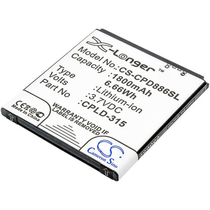 3.7V, 1800mAh, Li-ion Battery fits Vodafone, 888n, 889n, 6.66Wh