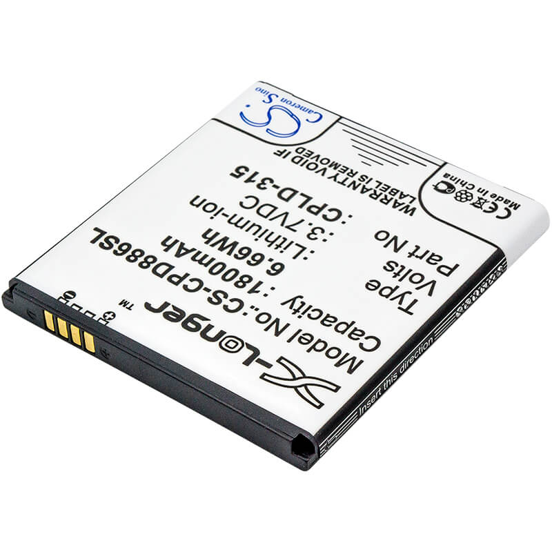 3.7V, 1800mAh, Li-ion Battery fits Vodafone, 888n, 889n, 6.66Wh