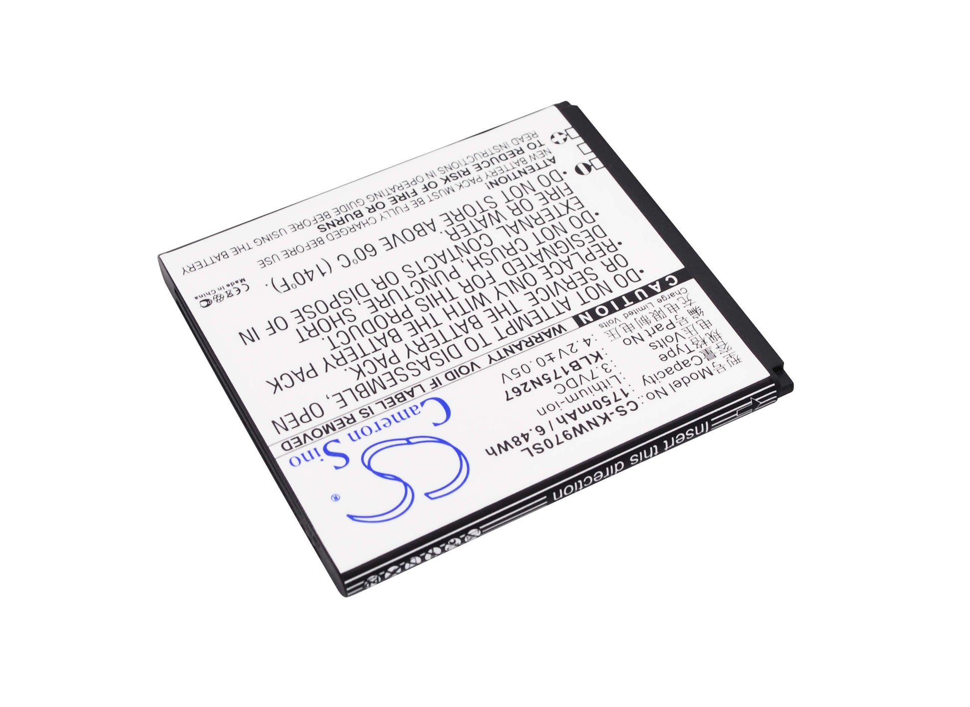 3.7V, 1750mAh, Li-ion Battery fits Fly, N970, N970s, 6.475Wh