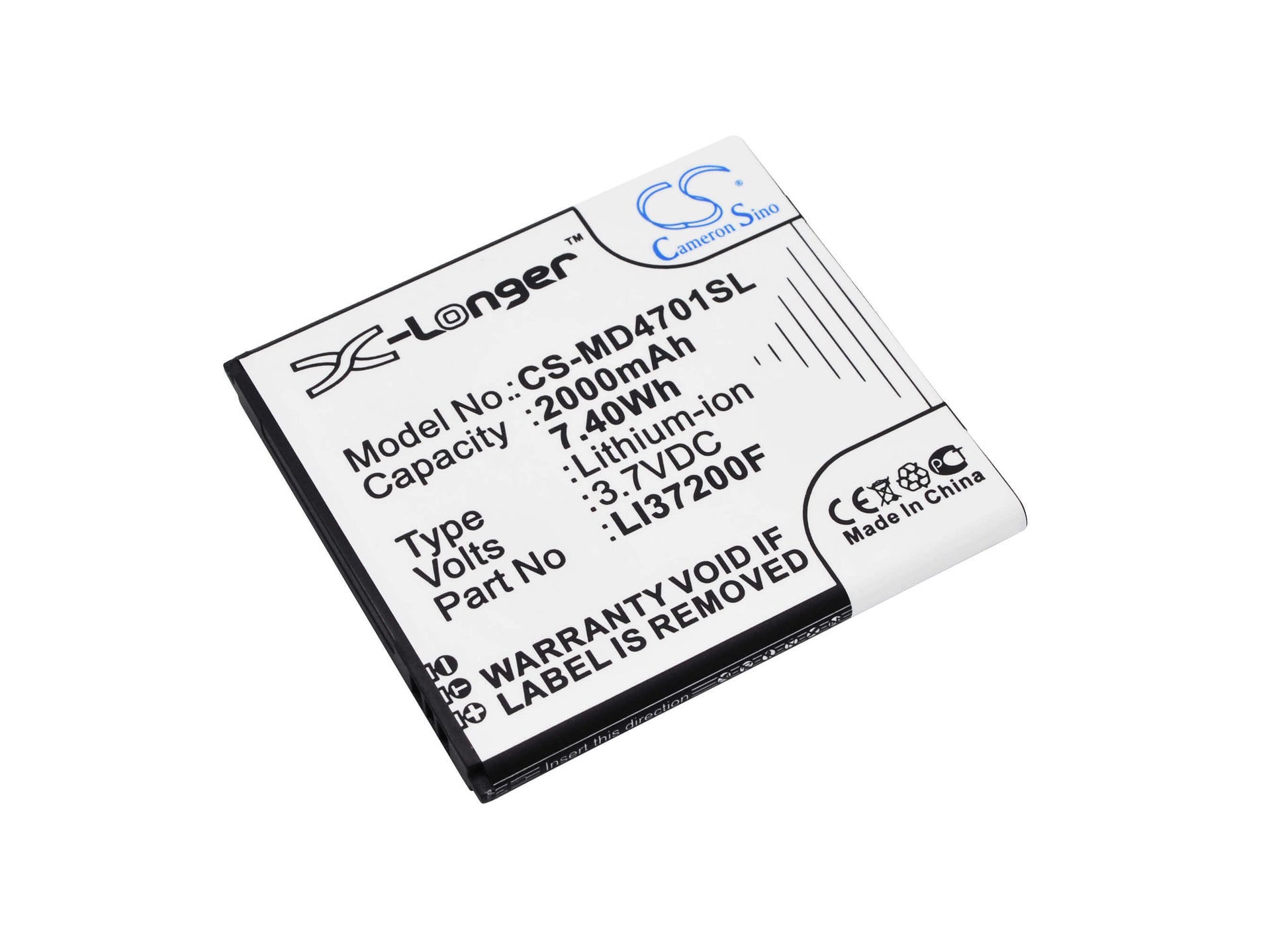 3.7V, 2000mAh, Li-ion Battery fits Medion, Life X4701, Md 98272, 7.4Wh