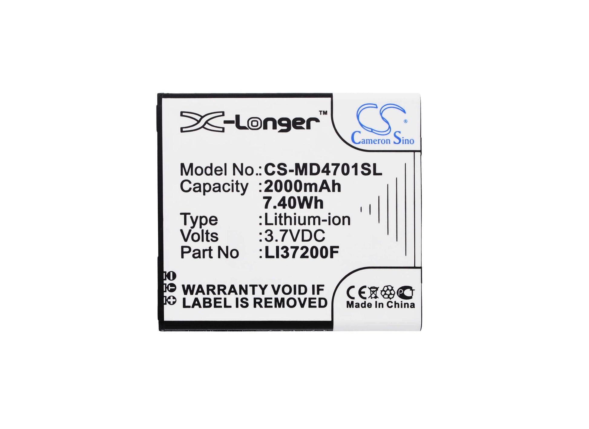 3.7V, 2000mAh, Li-ion Battery fits Medion, Life X4701, Md 98272, 7.4Wh